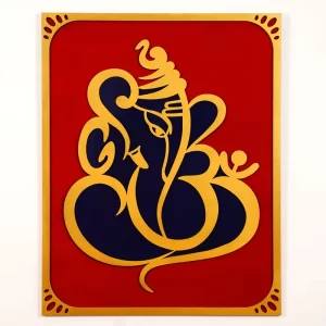 Ganesh 3D Wall Art (Red, Blue & Gold)